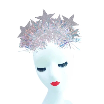 Новогодишен костюм Лента за глава Блясък Сцена Футуристични шапки Звезда Новогодишно парти подпори Звездна лента за глава