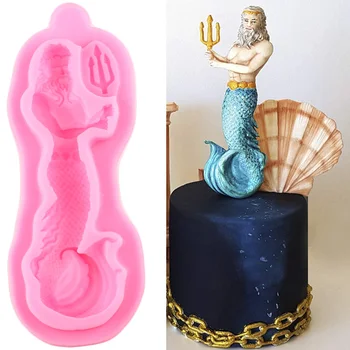 Neptune силиконов молд човек торта граница фондан торта декориране инструменти капкейк топер бисквитка печене бонбони шоколад gumpaste мухъл