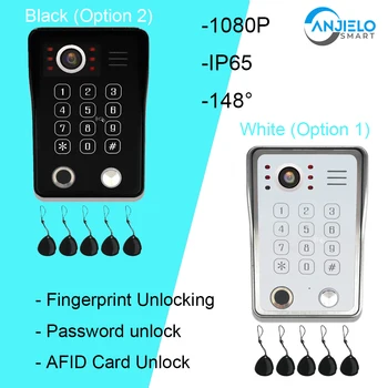 3 в 1 звънец за домашно видео домофон 1080p кабелна врата звънец камера пръстов отпечатък IC карта парола отключване открит панел за повикване 148 °