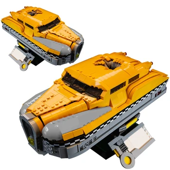 MOC 5-ти елемент Комплект строителни блокове за таксита Жълт градски патрул Малки коли сглобяват идеята за превозни средства Играчки за детски рожден ден