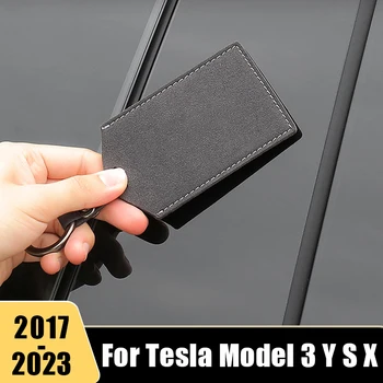 За Tesla Model 3 X S Y 2017 2018 2019 2020 2021 2022 2023 Кожен държач за ключодържател Протектор Cover Keychain чанта Аксесоари за кола