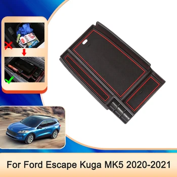 Car Armrest Box Storage за Ford Escape Kuga MK5 2020 2021 Конзола за автомобилен център Подлакътник кутия за съхранение Организатор Аксесоари за тави