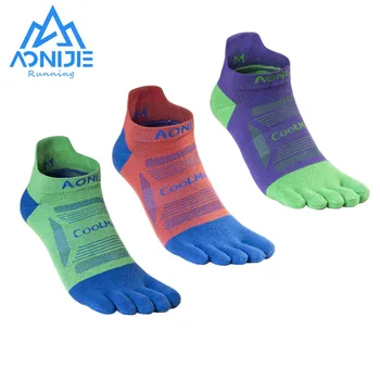 AONIJIE 3 чифта/комплект E4837 Актуализация Унисекс атлетичен ниско нарязани пет пръста чорапи Toesocks за маратон състезание бягане Tranning