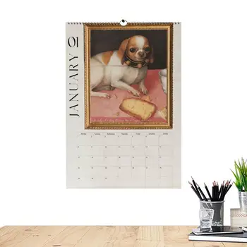 Смешно куче календар 2024 грозно куче 2024 календар стена 42x28cm / 17x11 инча януари 2024 от декември Смешни стена изкуство Gag хумор