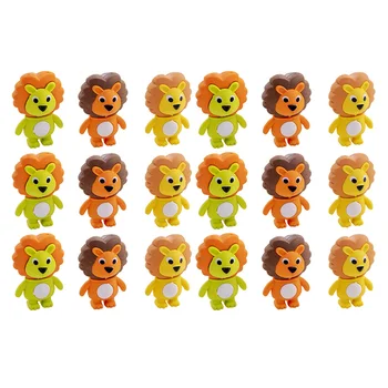 18 бр. Ластик 3D гумички Kawaii училищни пособия за деца карикатура лъв животински подаръци малки очарователни форма моделиране студенти
