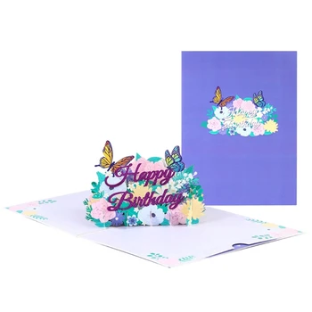 448B 3D изскачащ прозорец цвете пеперуда рожден ден карта фестивал покана поздрав Memorial картички за рожден ден ден Ден на майката