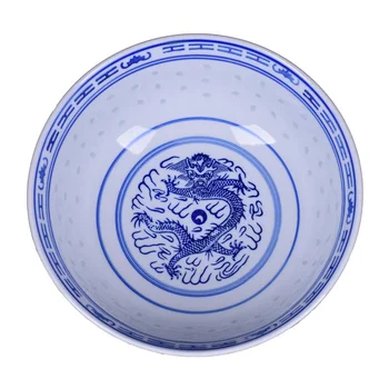 Керамични съдове и прибори за хранене Синьо и бяло порцелан Ramen супа купа китайски ориз купи дракон модел реколта прибори за хранене