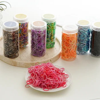 500Pcs/Box момичета цветни гумени ленти за еднократна употреба високо еластични връзки за коса деца конска опашка притежателя ленти детски аксесоари за коса