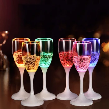 GIEMZA 120ML LED чаши за шампанско 1PC акрилни бокали Прибори за вино за събирания Маркиране на чаши почистени от съдомиялна машина