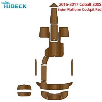 Boat EVA Faux Teak Decking Floor, съвместим с 2016-2017 Cobalt 200S Open Swim Platform Cockpit Адаптивни
