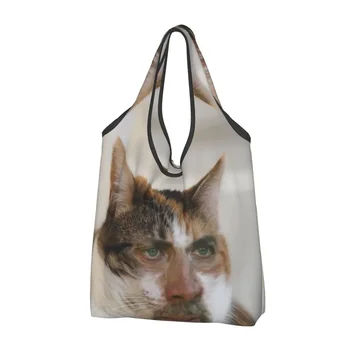За многократна употреба Nicholas Cage Cat Meme пазарска чанта жени голяма пазарска чанта преносими хранителни стоки чанти за пазаруване