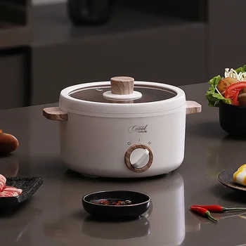 220VMultifunctional Small Cooking Electric Cooker Mini Electric Frying Pan Student Dormitory One Electric Hot Pot01.5L