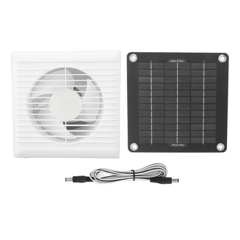 Слънчев вентилатор за оранжерия - 50W слънчев панел + 10 инчов слънчев вентилатор за отработени газове за навес, кучешка къща