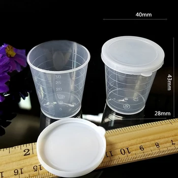 С капак Clear Medicine Мерителна чаша контейнер 40/28mm 10Pcs 30ml пластмасов ориз медицина течност градуирана продажба