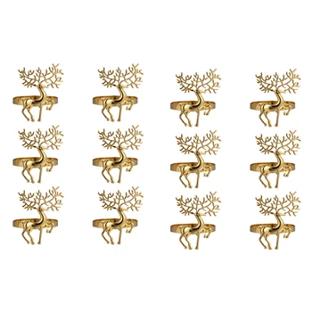 12X Коледна украса Златен пръстен за салфетки Издръжлив деликатен държач за салфетки за ресторант Коледно парти
