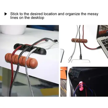 7Holes силиконово лепило Desktop Wire Organizer Зареждане на кабелна скоба Winder
