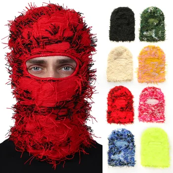 Мъже Жени Зимна топла външна балаклава плетени шапки Пълна маска за лице Смешни Хелоуин парти Ски глава капак шапки