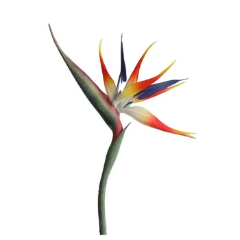 INDIGO-Голям букет от изкуствени цветя, оранжева райска птица орхидея, истинско докосване, сватбено цвете, флорално събитие, 90 см