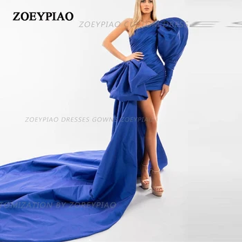 2024 Абитуриентска рокля синя рокля с едно рамо Секси дълъг влак знаменитост банкетна рокля Vestidos De Festa Вечерна рокля