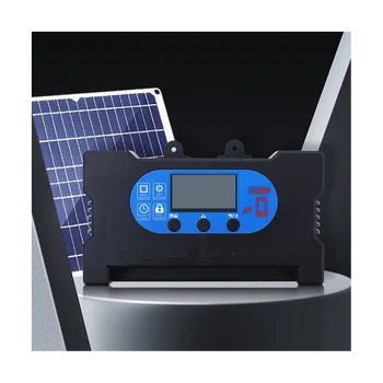 Слънчев контролер 100A регулатор на слънчево напрежение PWM зарядно устройство за батерии LCD дисплей Двойни USB контролери за слънчево зареждане