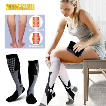 1 чифт плюс размер компресия чорапи за жени и мъже широк прасец 20-30mmhg изключително голям коляното висока подкрепа за циркулация