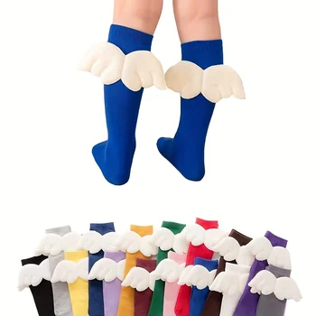 1 чифт детски чорапи с кръгло деколте, сладки и креативни крила, дишащи и удобни сладки чорапи