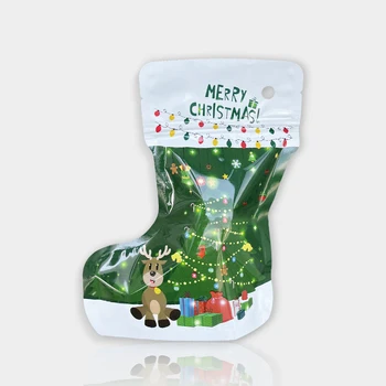 1/5pcs 3Styles Коледа Дядо Коледа лосове снежен човек печат чорап форма опаковка чанта Нова година подаръци снек съхранение торбички