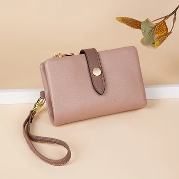 Нова мода жени висок капацитет чантата кратко стил портфейл дизайн дами притежателя на кредитна карта с китката каишка монета чантата Carteras