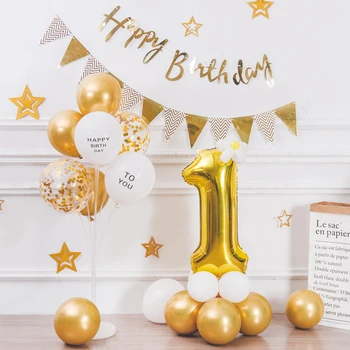Брой балони с конфети хелий балони, бяло злато и сребро бебе душ сватба и рожден ден декорация 12PCs