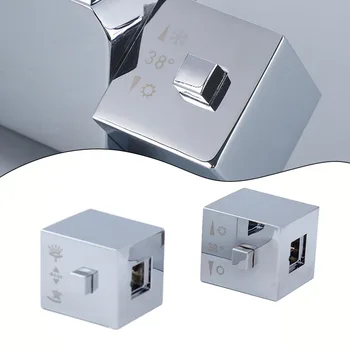 1 двойка душ контрол на температурата дръжка копче квадрат сребро ABS пластмасови хром термостатична дръжка баня кранове аксесоари