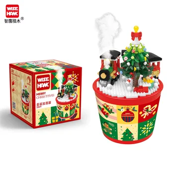 Мини блокове Коледа Дядо Коледа модел микро тухли Изграждане на играчки за деца подарък атомизиране овлажнител игра