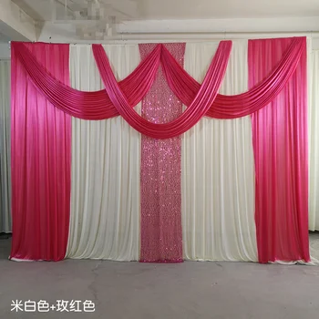 3x4m лед коприна шифон плат елегантен и луксозен сватбен фон swags завеса завеса за сватба сцена декорация събитие парти