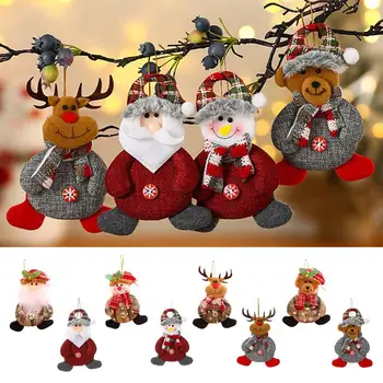 Коледно дърво висящи декорации Весела Коледа плюшена кукла орнаменти Дядо Коледа снежен човек лосове висулка Коледа
