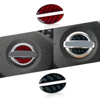 Car въглеродни влакна червено/черно волан център значка стикер за Nissan Qashqai X-пътека J10 J11Juke Sentra интериор декорация