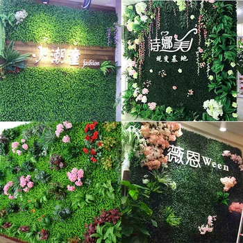 40x60cm симулирани зелени растения стена панел изкуствено растение градинатрева килим дома декор сватбено тържество фон трева цвете стена