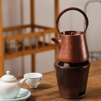 400ML Ръчно изработен чайник чайник изкован ръчно изработен ретро пот чист меден теаер