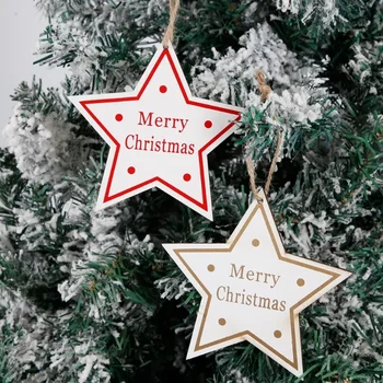 Нова Коледа Дървени занаяти Петолъчна звезда Коледно дърво висулка Коледа Декорация на дома Звезда Писмо висулка