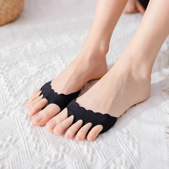 Абсорбира шок мода момичета крак болка грижи жени разрошване половин стелки Toe подложка вложки пет пръста чорапи предния крак подложки