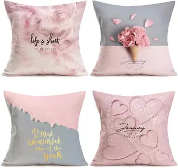 Pink Sweet Series печат пътуване декоративни писма възглавница покритие площад дома диван легло лято възглавница покритие