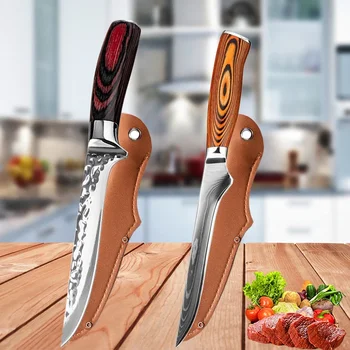 Неръждаема стомана обезкостяване нож барбекю нож високо въглеродни месар нож японски кухненски нож дърво дръжка месо сатър