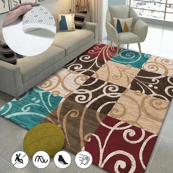 Нови скандинавски килими за хол декор Модерна светлина луксозна домашна постелка, покрита с килими с голяма площ за спалня мек салон килим