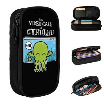 Зовът на Cthulhu зелен октопод молив случай двуслоен голям капацитет деца молив перфектни подаръци