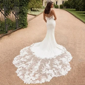 висок клас сватбена рокля персонализиране бял тънък v-образно деколте рибешка рокля сватбена рокля за сватбено тържество банкет
