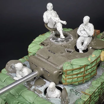 1/35 смола модел фигура комплекти GK, четирима души, без танк, военна тема, несглобени и небоядисани, 111REL