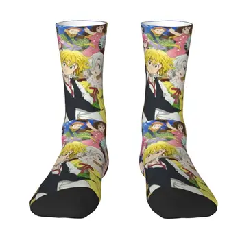 Сладък мъжки седем смъртни гряха Meliodas Ban Zeldris рокля чорапи унисекс топло 3D отпечатани аниме манга Nanatsu не Taizai екипаж чорапи