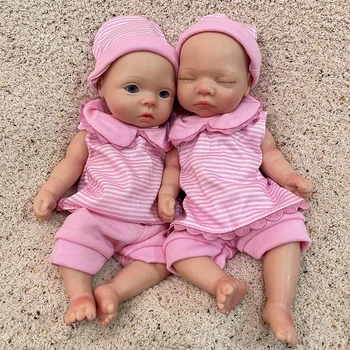 Attyi 11inch цялото тяло твърди силиконови преродени бебешки кукли ръчно изработени боядисани меки докосване чувство новородено момиче кукли миещи се