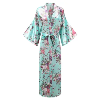 голям размер 3XL женски кимоно рокля печат цвете секси спално облекло хлабав новост половин ръкав нощница сватбена роба случайни халат