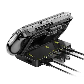 Обновен WIN 4 Машина за игрови конзоли Докинг станция Експандер с множество USB портове Универсален хъб база док стойка черен