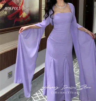 Hoepoly Елегантна квадратна врата Официална вечерна рокля за жена Летен стил Мода Проста елегантна парти Дълга абитуриентска рокля Ново през 2023 г