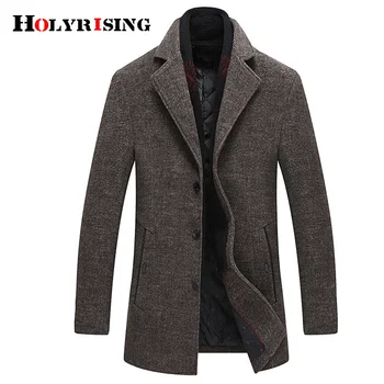 Святи мъже вълнени палта обръщат яка вълнени връхни дрехи топло бизнес средно палто Comfortbale палта с шал 19008-5
